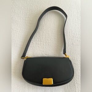 Rachel Zoe Buckle Shoulder Bag in Elegant Black and Gold